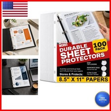 Office Werks 100 Pack Clear Sheet Protectors 3 Ring Binder, 8.5 x 11 picture