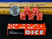 5X RARE Vintage Classic Crisloid Opaque Red Lucite dice 1/2