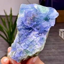 457G  Natural crystal Rare transparent blue green fluorite cubic sample/China picture