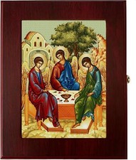 Old Testament Holy Trinity Angels Wall Hanging Icon Box for Rosaries 7.5 In picture