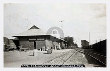 1908 Orleans Nebraska Burlington Railroad Depot RPPC Photo Postcard COPY picture