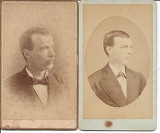 2pc Antique CDV Photo Lot SAME MAN Younger Older Ohio Indiana Nice Back Stamps picture