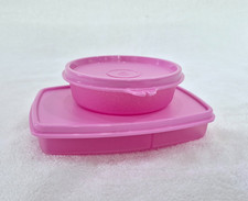 Tupperware Side By Side Lunch Set With Small wonder snack bowl- pink- new picture