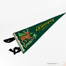 Vintage Winnipeg Canada Souvenir Pennant Felt Deer Manitoba Travel Memorabilia picture