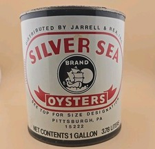 Silver Sea Oysters 1 Gallon Tin Can Jarrell & Rea Inc. Pittsburg PA Vintage picture
