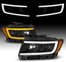 for 2011-2013 Jeep Grand Cherokee WK2 C-Type LED Switchback Tube Black Square Pr picture