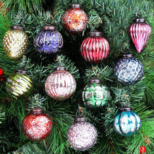 12 Retro Vintage Unique Large Christmas Ornaments Multi Glass Christmas Balls fo picture
