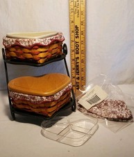Longaberger 2001 Sweetheart Red Love Baskets W/liners Protects 2 Comp & 2 3comp picture
