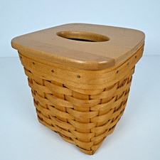 EUC Longaberger Woodcrafts 2001 Tissue Kleenex Basket w/Lid  & Protective Insert picture