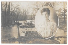 RPPC Real Photo Postcard Flood Scene Woman Portrait Combination c1910s picture