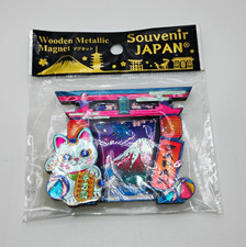 5 - Souvenir JAPAN Wooden and Metallic Fridge Magnet Lot from Japan picture