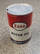 (Look) VINTAGE ORIGINAL ESSO MOTOR OIL 1 QUART TIN CAN VERY NICE COLLECTIBLE picture