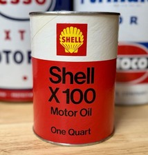Vintage NOS Shell X-100 Motor Oil Can Quart FULL picture