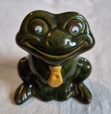 Vintage Ceramic Frog Figurine, Yellow Tie Googly Eyes 4