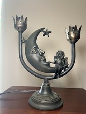 Celestial Moon Star Fairy Angel Bronze Table Lamp Base Art Deco Style Working picture