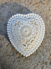 Vintage Dennison Celluloid Filigree Heart Charm Pendant Box Bitterman Bros picture