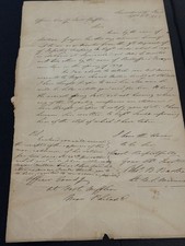 1825 US Marine Corps Lt Signed Military Letter Deserter William Yeager  picture