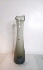 Vintage Epic Viking W/sticker  Glass Swung Vase Smoke Color 17.5” Amazing  picture