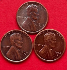 1931-S 1914-S 1909-S  VBD Lincoln Wheat Cent Wheat Penny Red picture