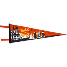 Vintage Halloween Style Oxford Eerie Emporium Wool Trick or Treat Pennant Orange picture
