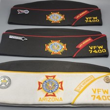 American Legion Garrison Caps Set of 3 with Pins Life Members, Includes Pouches picture