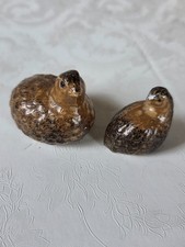 TWO BEAUTIFUL ANTIQUE JAPANESE SMALL QUAIL FIGRUINES MARKED JAPAN picture