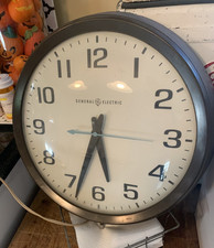 Vintage General Electric School Wall CLOCK 14” Brown Model 2012 GE WORKS picture