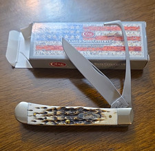 Case Equestrian 6254HP SS Bone Handle 2-Blade Hoof Pick Slipjoint w/Box picture