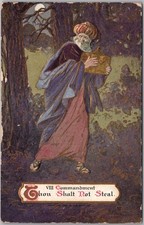 c1910s TEN COMMANDMENTS Embossed Postcard 