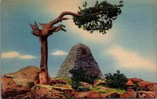 Ames Monument Sherman Hill Wyoming Linen Postcard US 30 Union Pacific RR picture