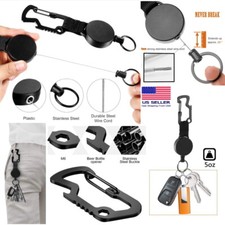 Steel Wire Rope Elastic Key Chain Recoils Retractable Anti Lost Badge Reel EDC picture