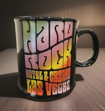 Vintage Las Vegas Hard Rock Hotel Black Coffee Mug Cup Psychedelic (READ) picture