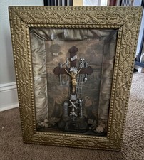 Antique Religious Relic Arma Christi Mixed Media Crucifix Diorama Assemblage picture