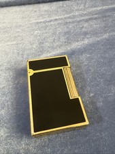 Vintage S.T. Dupont Ligne 1 Large Black Laque de Chine Gold Lighter Working picture