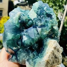 1pc Green Fluorite Cube Cluster - Belize Style Bohemian Decor 1,100-1,500g picture