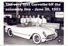 Photo of the Very First Corvette Off Assembly Line 1953 picture