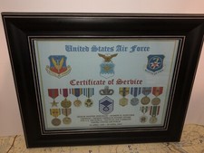 U.S. AIR FORCE CERTIFICATE OF SERVICE / SHADOW BOX PRINT / W-MEDALS picture