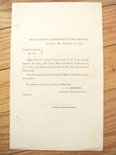 CIVIL WAR MISSOURI GENERAL ALFRED PLEASANTON COMMAND ORDER I864 picture