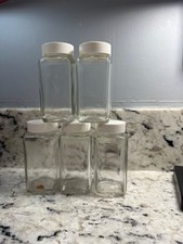 VINTAGE NOS lot of five Duraglass Owens Illinois medicine apothecary bottles 3oz picture