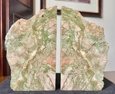 Beautiful Pair Of Polished Green Rhyolite Or Jasper Bookends With Felt Bottoms picture