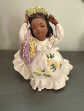 Julene Mechler Hawaiian Honolulu Ceramic Keiki Hula Dancer Signed Vintage 1950s picture