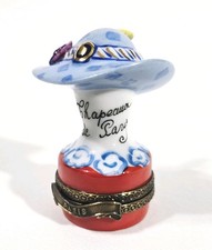 MINT VTG Limoges Trinket Box CHANILLE Hand Painted CHAPEAU DE PARIS NEW #013 picture