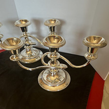 Pair Silver plated 3-Arm Traditional Candelabra Taper Holders picture