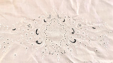 Vintage Antique White Hand Embroidered Linen Sheet  B373 picture