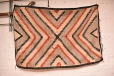 Antique LARGE Navajo Rug Native American Indian VTG Eye Dazzler Weaving 66x45 picture