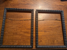 Pair of vintage black wooden bamboo style wall frames picture