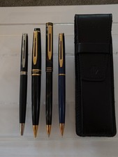 vtg 4x Premium Waterman Ballpoint Pen Pencil Lot + Case - 3 Pencils picture