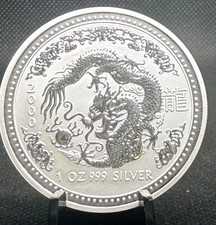 Dragon Coin 1 Oz. .999 Fine Silver Australian Astrology 2000 Year Of The Dragon picture