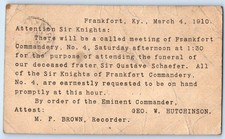 c1905 Meeting For Attending Funeral Frankfort Kentucky KY Antique Postcard picture
