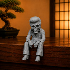 Ledge SkulZ Elvis Bonesley Skeleton Shelf Sitter 3D Printed Figurine Music Decor picture